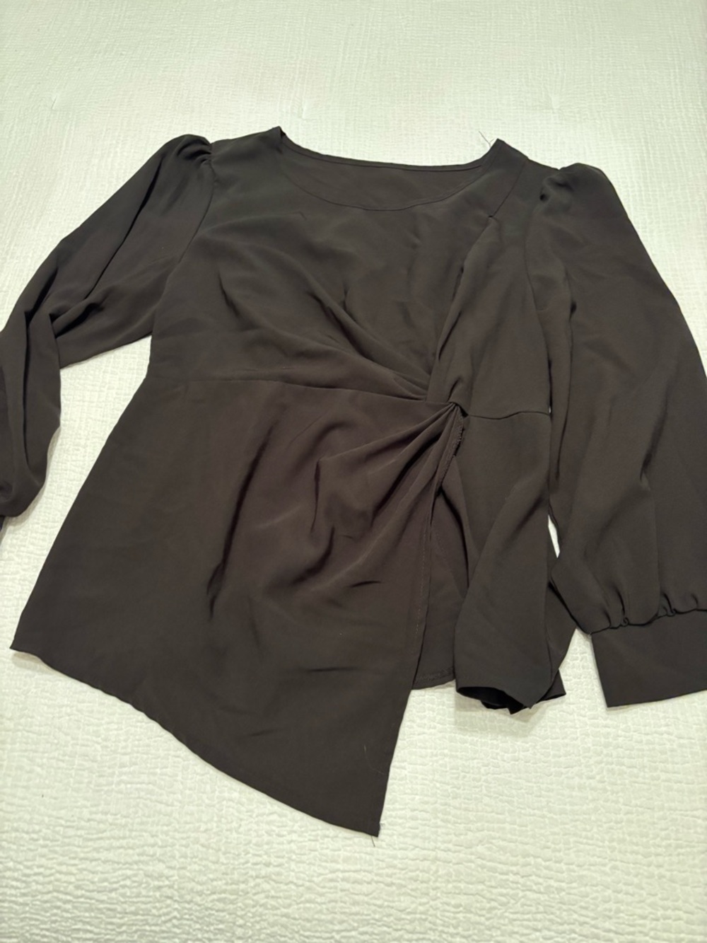 SHEIN Black Twist-Detail Long Sleeve Blouse